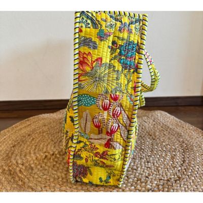 ☆パッチワークトートバッグ（イエロー） | block print bag cafu