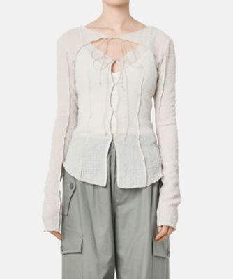 LE CIEL BLEU Textured Sheer Bow Top