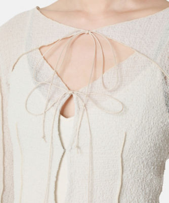 Ｔｅｘｔｕｒｅｄ Ｓｈｅｅｒ Ｂｏｗ Ｔｏｐ | ファッション・服