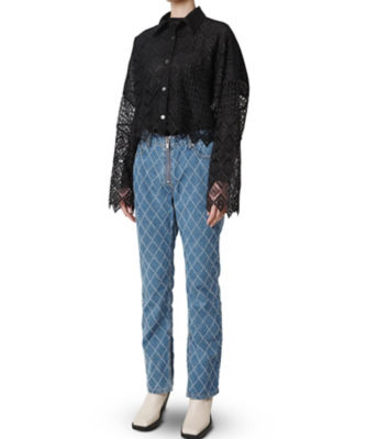 ルシェブルー Paneled Lace Cropped Shirt