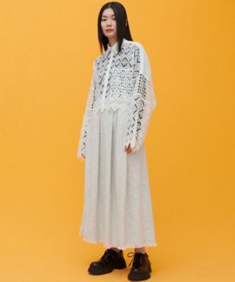 ルシェブルー Paneled Lace Cropped Shirt