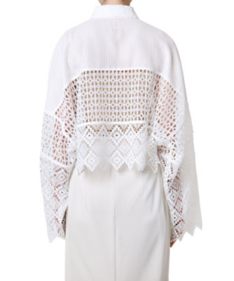 Paneled Lace Cropped Shirt | ファッション 
