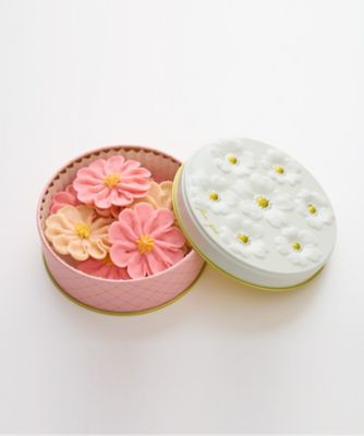 【母の日】１０７．お花のぼうろコスモス３缶セット（ブランドバック付）
