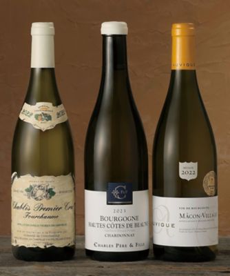 ３４．シャブリ一級畑を含むブルゴーニュ産地区別シャルドネ飲みくらべ白ワイン３本セット