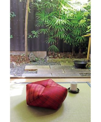 洛中高岡屋〉おじゃみ座布団 Mサイズ 西陣織 三枡格子（紅