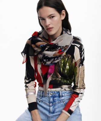 Desigual (Women)/デシグアル 新聞柄のスカーフ 25SAWA40