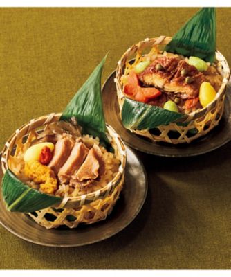 【お歳暮】京料理 美濃吉 鰻の飯（いい）蒸し・鮑と雲丹の飯蒸し 調理済み食事、主菜【三越伊勢丹/公式】