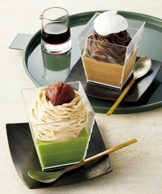 【お歳暮】京都・東山茶寮 栗のモンブラン抹茶プリンとほうじ茶プリン プリン・ゼリー（洋菓子）【三越伊勢丹/公式】