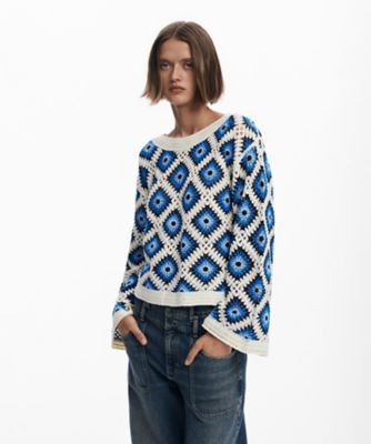 ＜Desigual (Women)＞マルチカラーのクロシェセーター　２５ＳＷＪＦ２５