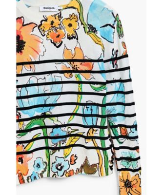 DESIGUAL - デシグアル-Desigual-フラワーボーダーニット ボーダーフラワーニット 25SWJF21 | Desigual (Women
