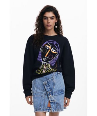 ＜Desigual (Women)＞アートフェイス　スウェットプルオーバー　ブラック　２５ＳＷＳＫ０８