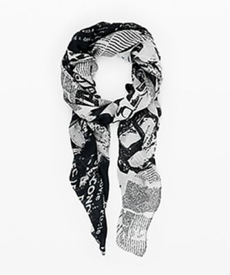 Desigual (Women)/デシグアル 新聞柄の長方形スカーフ 25WAWA12 ブラック(2000) スカーフ・ショール【三越伊勢丹/公式】