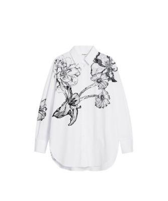 Desigual (Women)/デシグアル モノクロフラワープリントオーバーサイズシャツ by クリスチャン・ラクロワ 25WWCW07 ホワイト(1000) トップス【三越伊勢丹/公式】