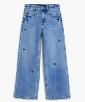 ＜Desigual (Women)＞ミッキーマウス刺繍　ハートアップリケ　キュロットデニムパンツ　ディズニー　２５ＷＷＤＤ１７