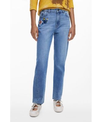 フラワー刺繍ストレートデニムパンツ 25WWDD23 | Desigual