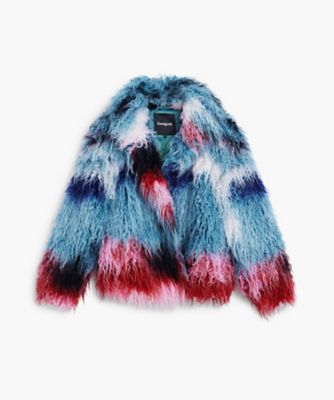 極美品☆Desigualデシグアル　ファージャケット　ブルゾン デシグアル Desigual カラフルなファー素材のレディースジャケット