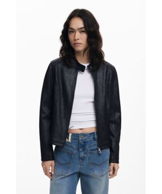 ＜Desigual (Women)＞マオカラー　ニット袖切り替え　フェイクレザージャケット　２５ＷＷＥＷ４３