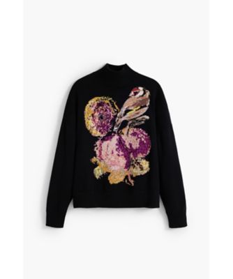 Desigual (Women)/デシグアル 花と鳥のハイネックセーター by クリスチャン・ラクロワ 25WWJF04 ブラック(2000) トップス【三越伊勢丹/公式】