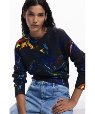 ＜Desigual (Women)＞マーブルプリント　クルーネックセーター　ｂｙ　クリスチャン・ラクロワ　２５ＷＷＪＦ０５