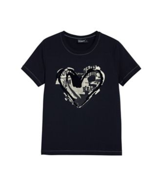 ARAKI 長袖Tシャツ ネイビー ハートプリント25ss インパクト抜群なのに使いやすい不思議！「ARAKI」のラグランTシャツが