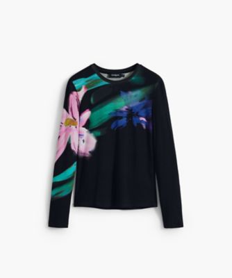 LEONARD フラワープリント 長袖 Tシャツ 38 極美品☆LEONARD SPORT レオナールスポーツ フラワープリント