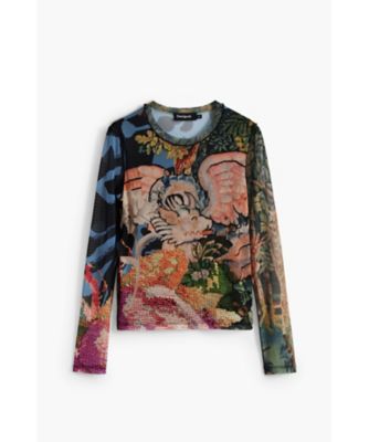 Desigual (Women)/デシグアル オリエンタル柄ハイゲージニット by クリスチャン・ラクロワ 25WWTK39 ブルー(5028) トップス【三越伊勢丹/公式】