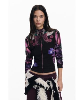 ＜Desigual (Women)＞花柄ミラー長袖Ｔシャツ　モックネックプルオーバー　２５ＷＷＴＫＺ１