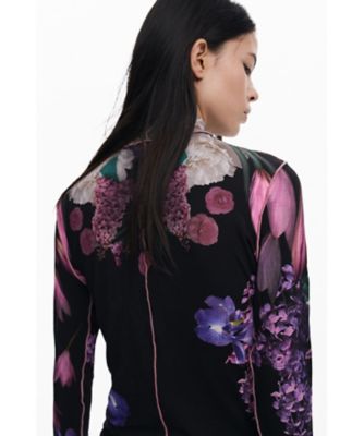 花柄ミラー長袖Tシャツ モックネックプルオーバー 25WWTKZ1