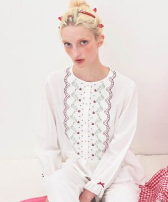 ＜Narue (Women)＞コットンダブルガーゼレーシーフリルペプラムパジャマ　２６ー１１４３１　　　　　　　　　