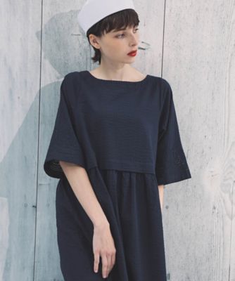コットンサッカーシェル刺繍ワンピース 26－31009 | Narue