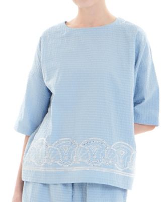 コットンサッカーシャル刺繍セットアップ 26－31414 | Narue