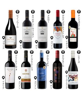 ０５７．世界各国　１０品種飲みくらべ赤ワイン１０本セット