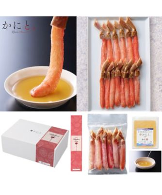 ８０２２４【母の日】＜かにと。＞大型生ずわい棒肉フルポーション　５００ｇ／５Ｌ～６Ｌサイズ（お刺身可）※特製かに酢付き・化粧箱入り