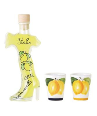 １０９．リモンチェッロ　イタリア１００ｍｌ＆陶器グラス２個セット（ギフトＢＯＸ入り）