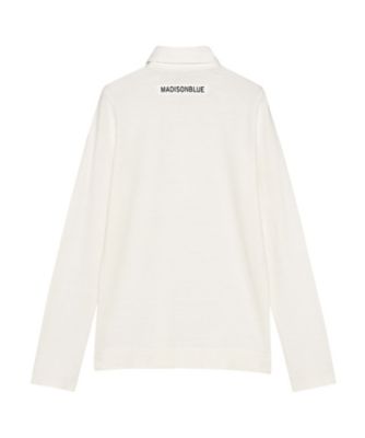 MADISONBLUE レース付き長袖シャツ ホワイト SLIM FIT RUGBY SHIRT COTTON MB261ー