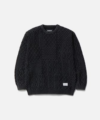 セーター WASHED BLOCK CABLE SWEATER