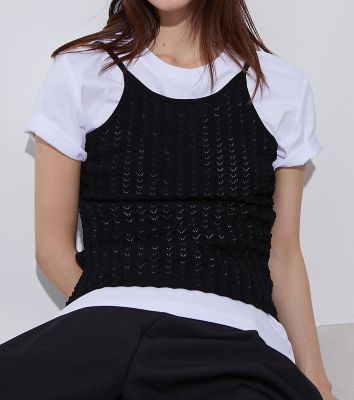 ＜LE CIEL BLEU (Women)＞Ｅｙｅｌｅｔ　Ｐａｔｔｅｒｎ　Ｋｎｉｔ　Ｃａｍｉｓｏｌ　２６Ａ６１３０８