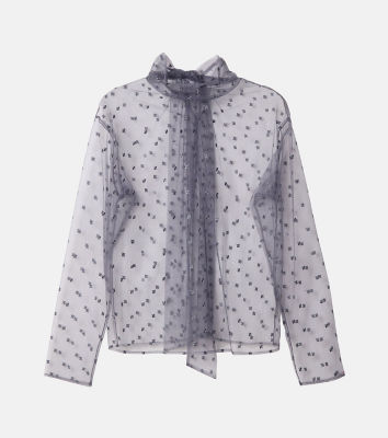 LE くき CIEL BLEU Voile Bow Shirt