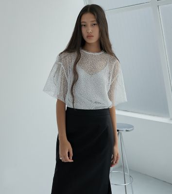 ＜LE CIEL BLEU (Women)＞Ｍｅｓｈ　Ｌａｃｅ　Ｂｉｇ　ＴＯＰＳ　２６Ａ６３３０８