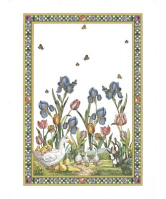 ＜Tessitura Toscana Telerie＞麻キッチンクロス　バニーガーデン・アッズーロ