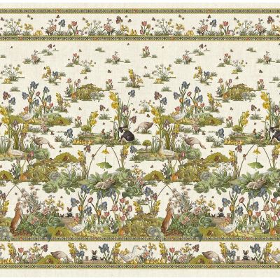 ＜Tessitura Toscana Telerie＞麻マルチカバークロス　バニーガーデン