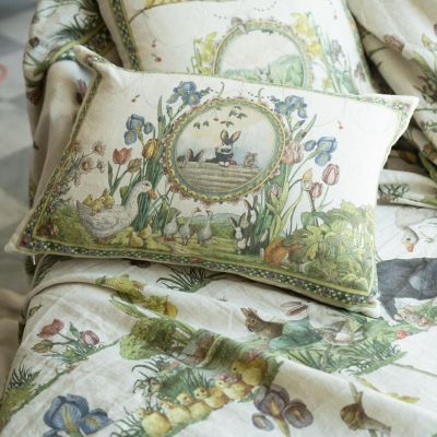 ＜Tessitura Toscana Telerie＞★麻ピローカバー　バニーガーデン