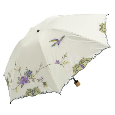 ★【産直】花鳥刺繍晴雨兼用ミニ折りたたみ日傘