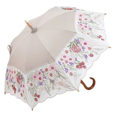 新品未使用　シノワズリーモダン京都　花束みたいな刺繍 かわず張り晴雨兼用長日傘 ☆【産直】花束みたいな刺繍かわず張り晴雨兼用長日傘 | 京都