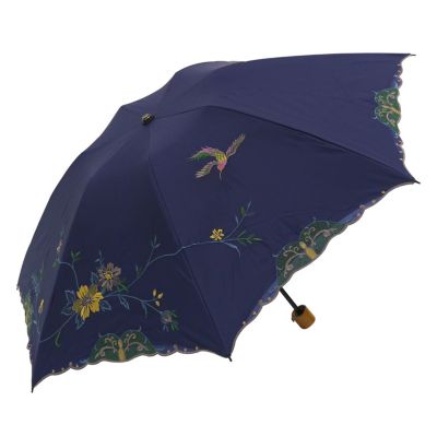 ★【産直】花鳥刺繍晴雨兼用ミニ折りたたみ日傘