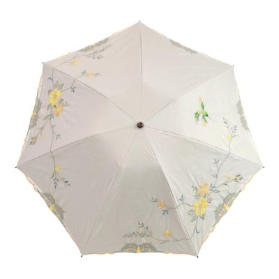 ☆【産直】花鳥刺繍晴雨兼用ミニ折りたたみ日傘 | 京都/シノワズリー