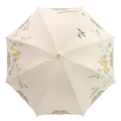 ☆【産直】花鳥刺繍かわず張り晴雨兼用長日傘 | 京都/シノワズリー