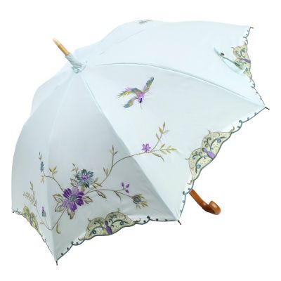 ★【産直】花鳥刺繍かわず張り晴雨兼用長日傘