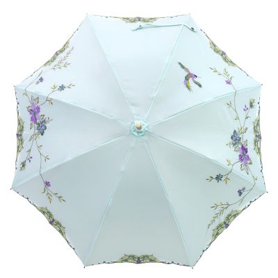 ★【産直】花鳥刺繍かわず張り晴雨兼用長日傘