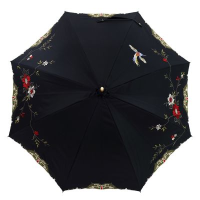 ★【産直】花鳥刺繍かわず張り晴雨兼用長日傘